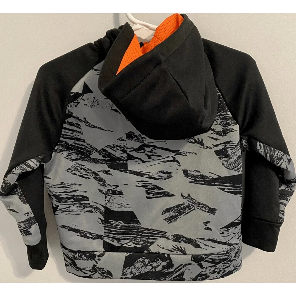 Nike Dri-Fit Camo Zip Up Sweatshirt Baby Infant 18m Black Gray Neon Orange
